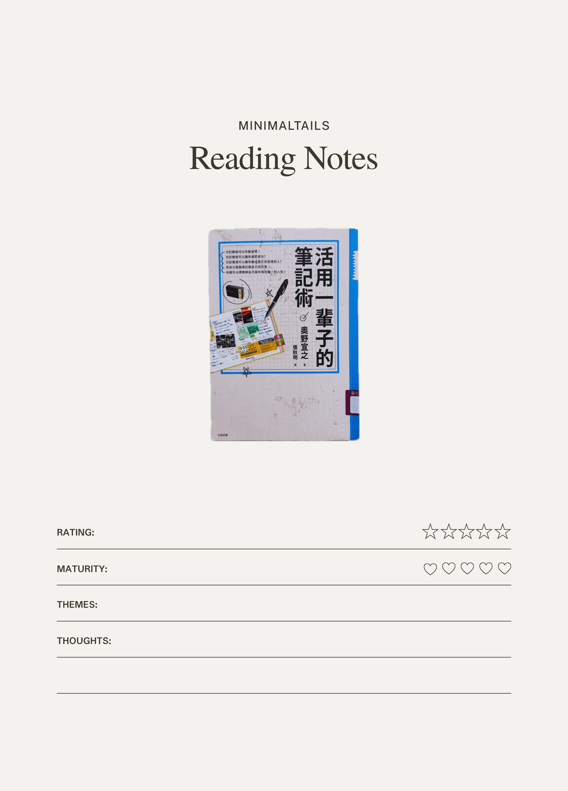 手帳索引與重讀系統示意